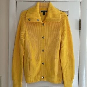 RALPH LAUREN YELLOW 100% COTTON CARDIGAN SIZE US XL NEW CONDITION